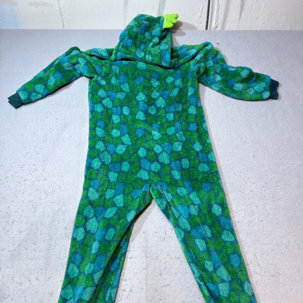 Sainteve‎ Kids Dinosaur Pajamas Kids S 7/8 Green Excellent Hooded Fleece Onesie